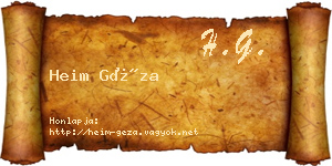 Heim Géza névjegykártya