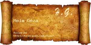 Heim Géza névjegykártya
